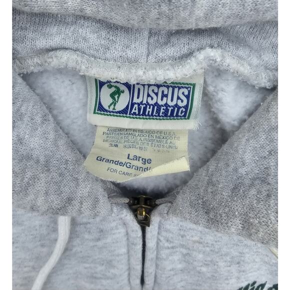 Vtg Discus Athletic Full Zip Hoodie 90s Sweatshirt Sz Large "Jim" Graphic Print - Picture 4 of 9